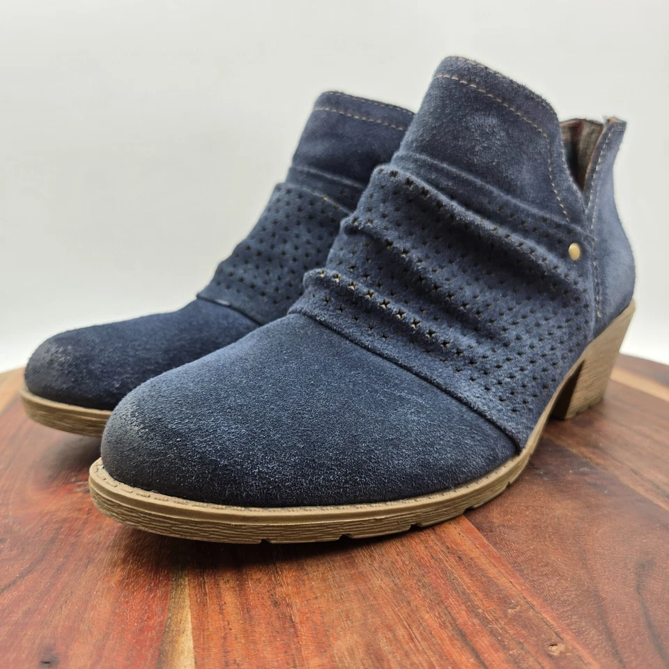 Earth Origins Botas Amanda Para Mujer 11M Azul Gamuza Cómodas Cremallera Botines al Tobillo Foto 4 de 4