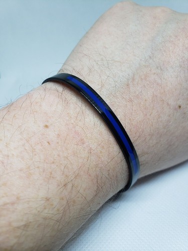 Brazalete Thin Blue Line Acero Inoxidable en caja de regalo - NO silicona - Imagen 3 de 4