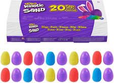 , 20-Pack Eggs with 3.3Lbs Red, Yellow Blue Play Sand for Egg Hunts, Party ...