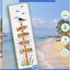 Coastal Breeze Cross Stitch Bookmark Kit - Beach Signs Wood Embroidery Set with