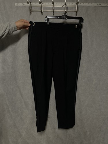 Tommy Hilfiger Tuxedo Suit Men 44L Black 1B Wedding Prom Mason Peak Pant 38X29.5 - Picture 14 of 21