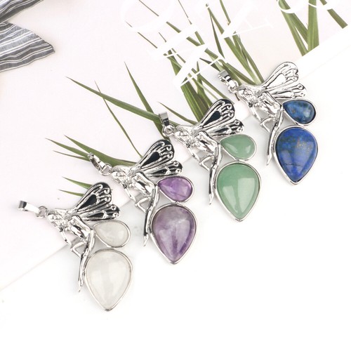 Fee Elf Quarz Kristall Wassertropfen Edelstein Anhänger DIY Schmuck Geschenk - Bild 8 von 28