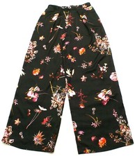 Victorias Secret Wide Leg Floral Small Pajama Pants Black Sleep Pull On Lounge
