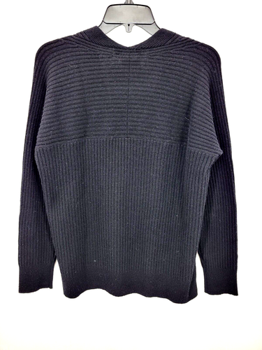 Vince Sweater Womens Medium Black Wool Cashmere V Neck Long Sleeve Ribbed - Picture 2 of 11