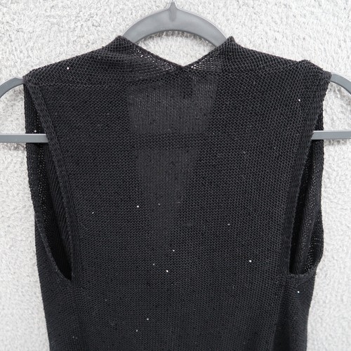 Eileen Fisher Top Damen groß schwarz ärmellos Pailletten italienisches Garn Wasserfallausschnitt - Bild 9 von 11