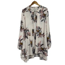 Free People Tree Swing Mini Dress Tunic Top Pink Floral Oversized Size M