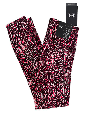 Under Armour Women's AOP Burgundy HeatGear High Rise Ankle Leggings Size XS