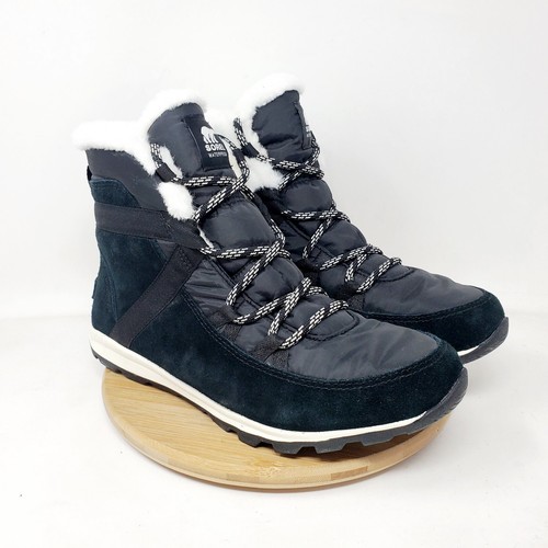 Sorel Whitney II Boots Womens 9 Flurry Black Suede Lace Up Waterproof Shoes - Picture 2 of 12