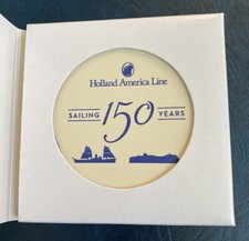 NEW Holland America Line HAL SAILING 150 YEARS Blue Delft Ceramic Tile Coaster