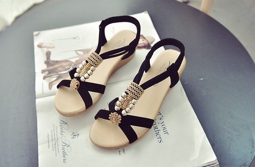 Sandalen, weiche, bequeme Keilschuhe, römische Schuhe, flache Perlenperlen-Perlenschuhe, Hausschuhe - Bild 21 von 26