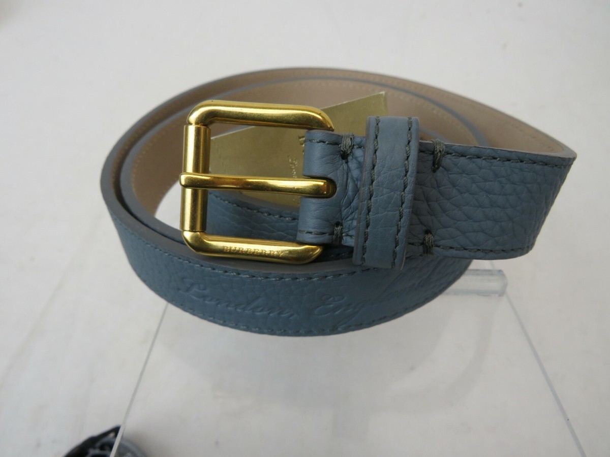 Authentic BURBERRY London England Thomas 25 MM Belt BURBERRY THOMAS 25 DUSTY BLUE GRAIN LEATHER LOGO WOMEN main image 4