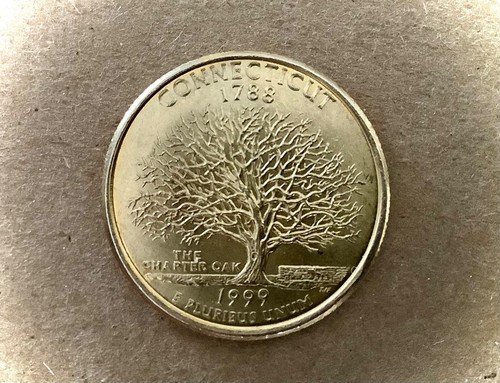 1999 P GOLD CONNECTICUT 1788 P THE CHARTER OAK GOLD US STATE QUARTER 25 CENTS - Picture 11 of 24