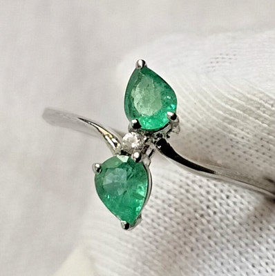 Super Natural Emerald Women 925 Solid Sterling Silver Women Festival Gif