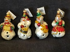 NEW Slavic Treasures Glass Snowman Band Set of 4 Christmas Ornaments 4" LAST SET