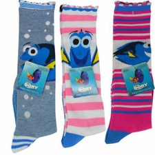 3 Pairs Disney Finding Dory Kids Striped Knee High Socks Girls Size 6-8, New