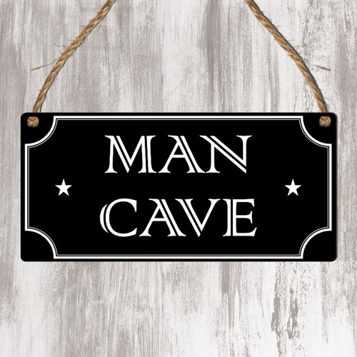 Man Cave Rectangle Plaque - Stylish Personal Space Wooden Bedroom Gaming Room - Picture 3 of 12