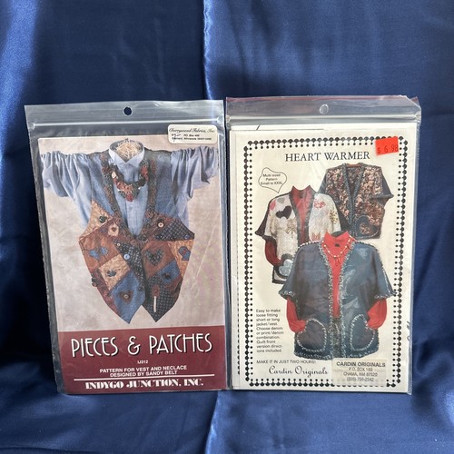 2 Patterns Vest Quilt Patch Vtg Indygo Junction & Cardin Originals Heart Warmer - Picture 1 of 2