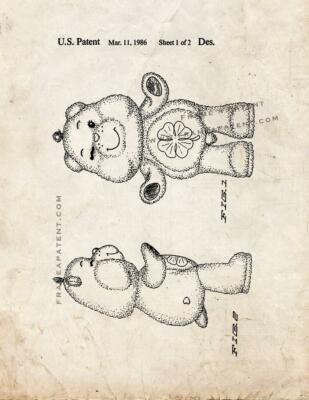 Good Luck Care Bear Patent Print Old Look