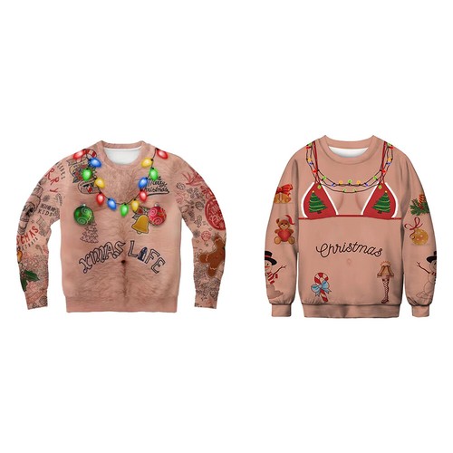 Women Men Unisex Christmas Ugly Sweater Pullover Jumper Xmas Sweatshirt Tops AUS - Picture 5 of 12