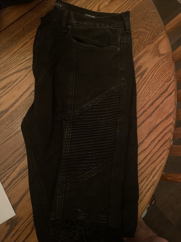PacSun Los Angeles Jeans 34x 32 Stacked Skinny Moto Biker Black Fade
