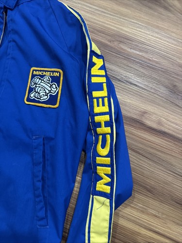Vintage Retro Michelin Jacket Sz Small Blue And Yellow - Picture 3 of 6