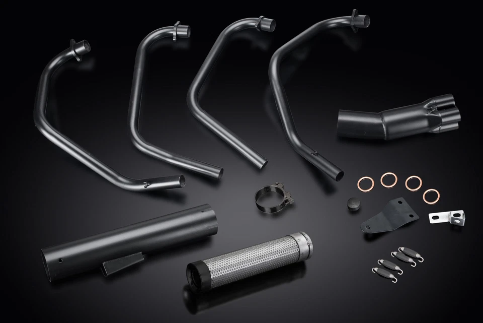 Silenciador recto negro cerámica acero inoxidable 4-1 escape completo Honda CB550K 1974-1976 Foto 3 de 4