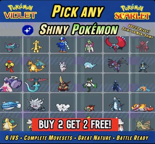 Pokemon Scarlet and Violet SHINY Pokemon with 6IV & Battle Ready!! BUY 2 GET 2!