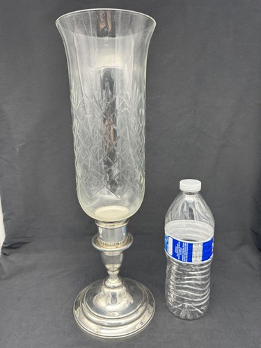 Pair Lord Saybrook International Sterling & Glass Hurricane Candle Holders, N211 - Picture 20 of 20