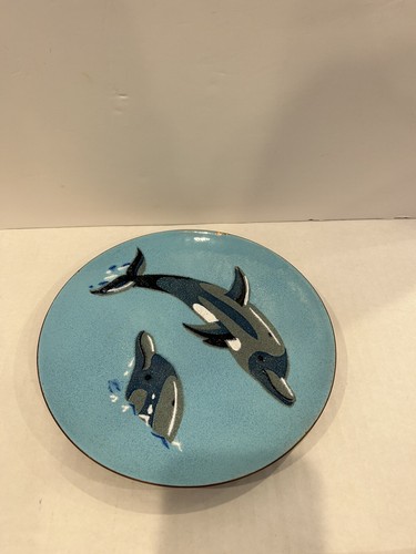 MCM Dolphins Copper Enamel Plate Annemarie Davidson Mid Century Modern CA.. - Picture 6 of 15