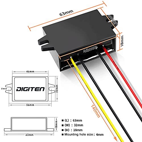 DIGITEN DC 6V 5-11V a 12V 2A Step Up Convertitore Regolatore Impermeabile Boost Potenza - Foto 3 di 4