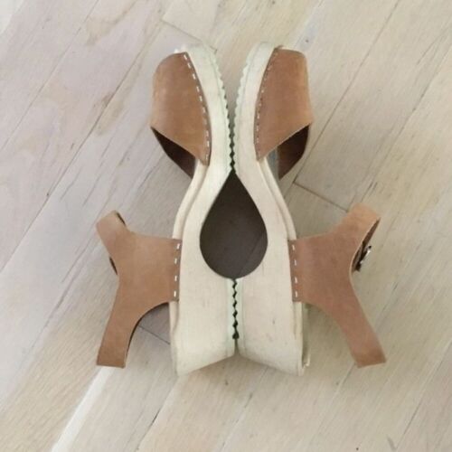 Lotta From Stockholm Clog Sandal 38 US 8 Wooden Platform Tan Open Toe Sweden - Picture 8 of 10