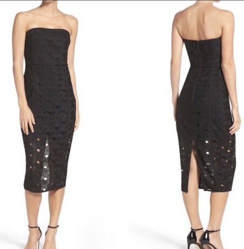 Misha Collection Women’s Black Midi Dress Size 4 NWT