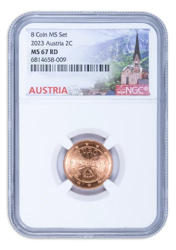 2023 2C Austria BU Coin 2 Euro Cent Graded NGC MS67 RD - High Grade!