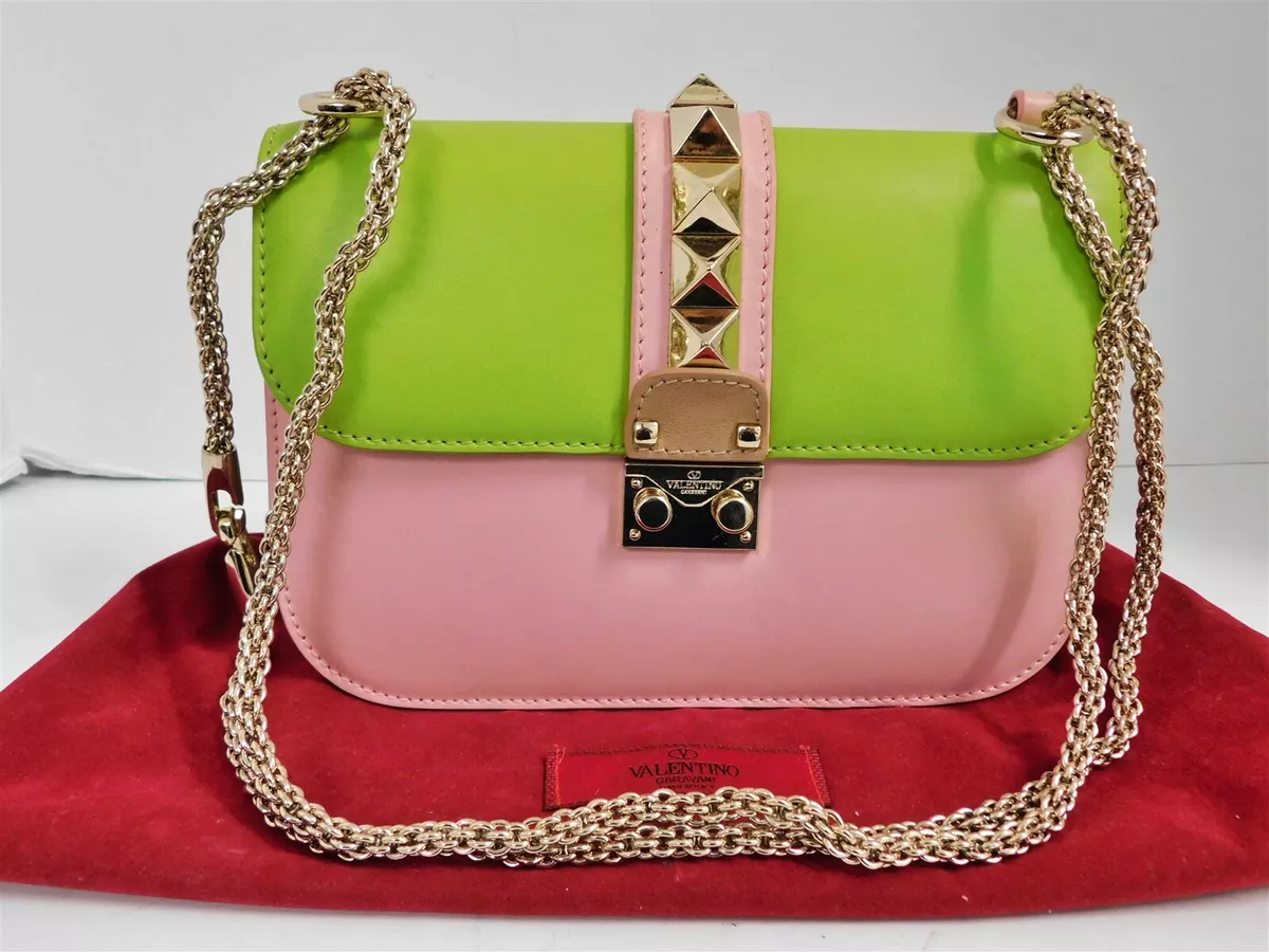 Valentino Garavani Pink Green Multi Glam Lock Rock Stud Chain 2way