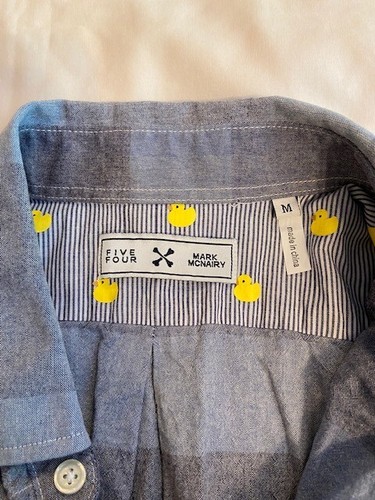 Five Four Mark Mcnairy Mens Size Medium Full Button Short Sleeve Shirt Striped - Picture 3 of 5
