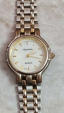 Vintage Oleg Cassini Ladies Two-Tone Quartz Watch - Works Well - Fresh Battery