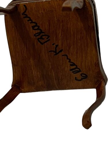 Ellen K. Blauer Artisan Chair Dollhouse Miniature Handmade Vintage SIGNED - Picture 12 of 13