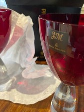 Royal Doulton Julien MacDonald  Ignite  2 Red Chunky  Stem Crystal Glasses