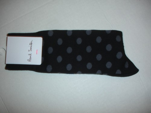 PAUL SMITH BLACK GREY POLKA DOT STRIPES MENS SOCKS NWT  - Picture 1 of 2