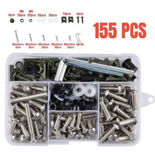 155PCS M5 Motorcycle Shell Fairing Plate Screws Nut Kit Hardware Stainless Steel - Bild 1 von 9