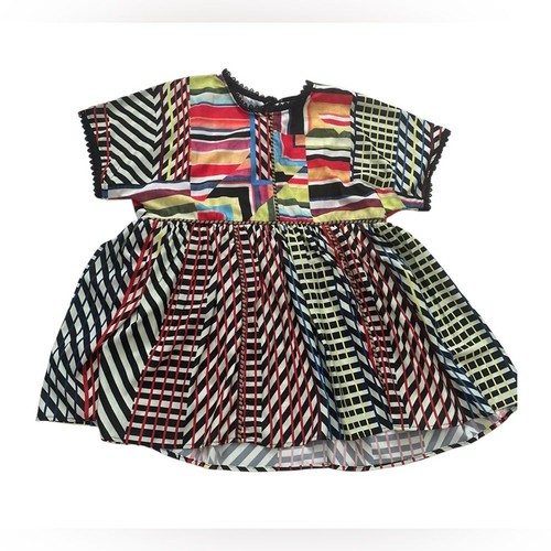 Anthropologie Dor Couture Shauna Babydoll-Bluse geometrisches Muster Größe Large - Bild 12 von 12