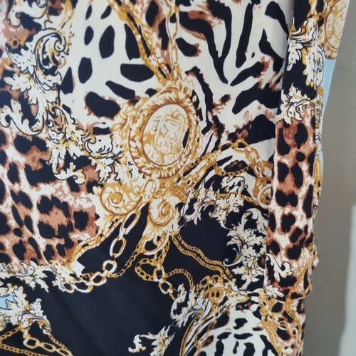 Be Me Womens Open Shoulder Size 14 Gold Chains And Leopard Prints E5 Plus Size - Picture 6 of 10