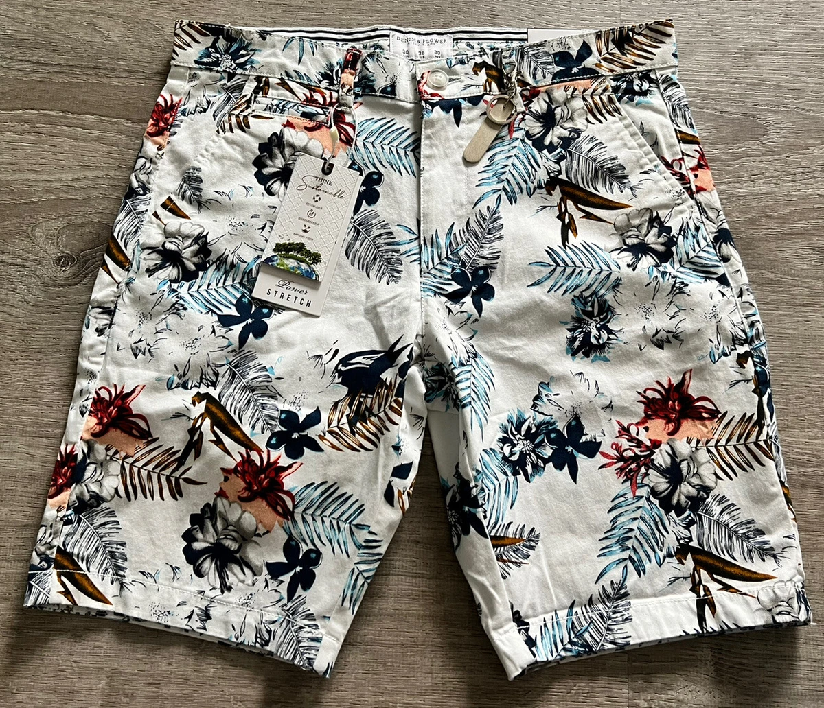 Denim and flower shorts sales