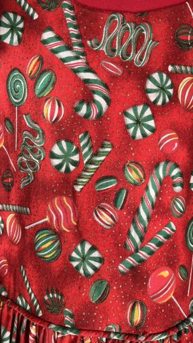 Vtg Judy Lynn Jumper+T Neck 2 PC Sz 8/6X CHRISTMAS Holiday Candy Print GORGEOUS - Picture 7 of 16
