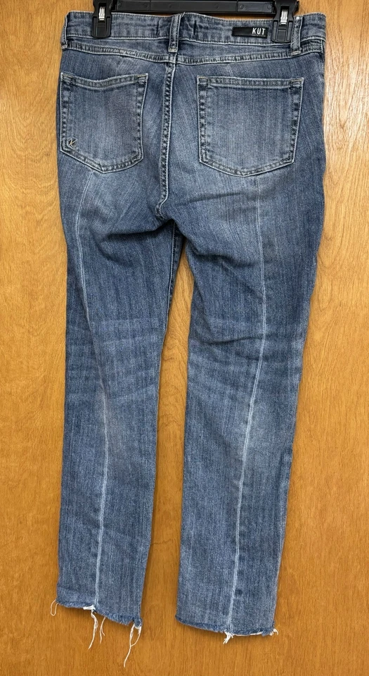 Kut From the Kloth Ankle Jeans Women 2 Blue Denim Cotton Frayed Hem Straight Leg - Image 2 of 4