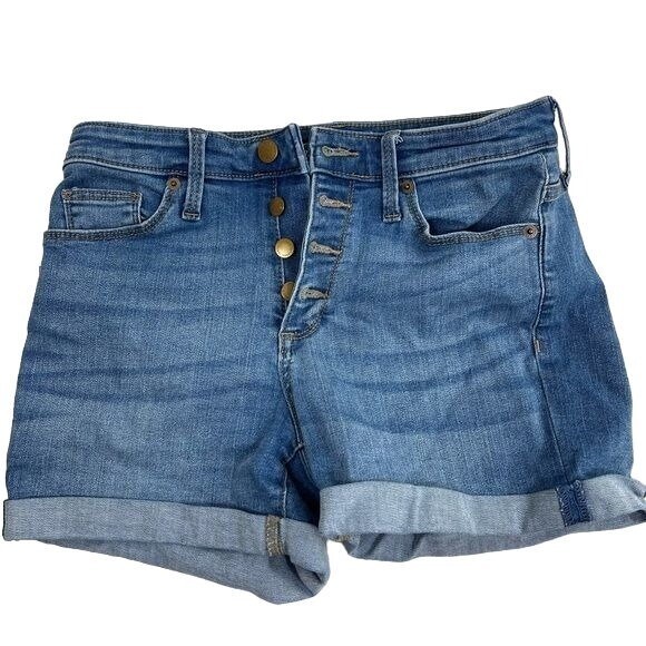 Universal Thread Blue Button Fly Cuffed Denim Sho… - image 1