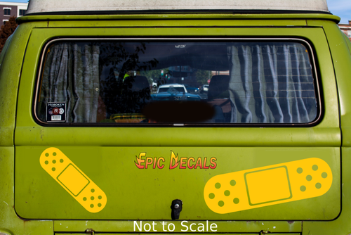 2 Band Aid Vinyl Decal Sticker Car BandAid Bandage JDM ouch dent window truck - Picture 34 of 34