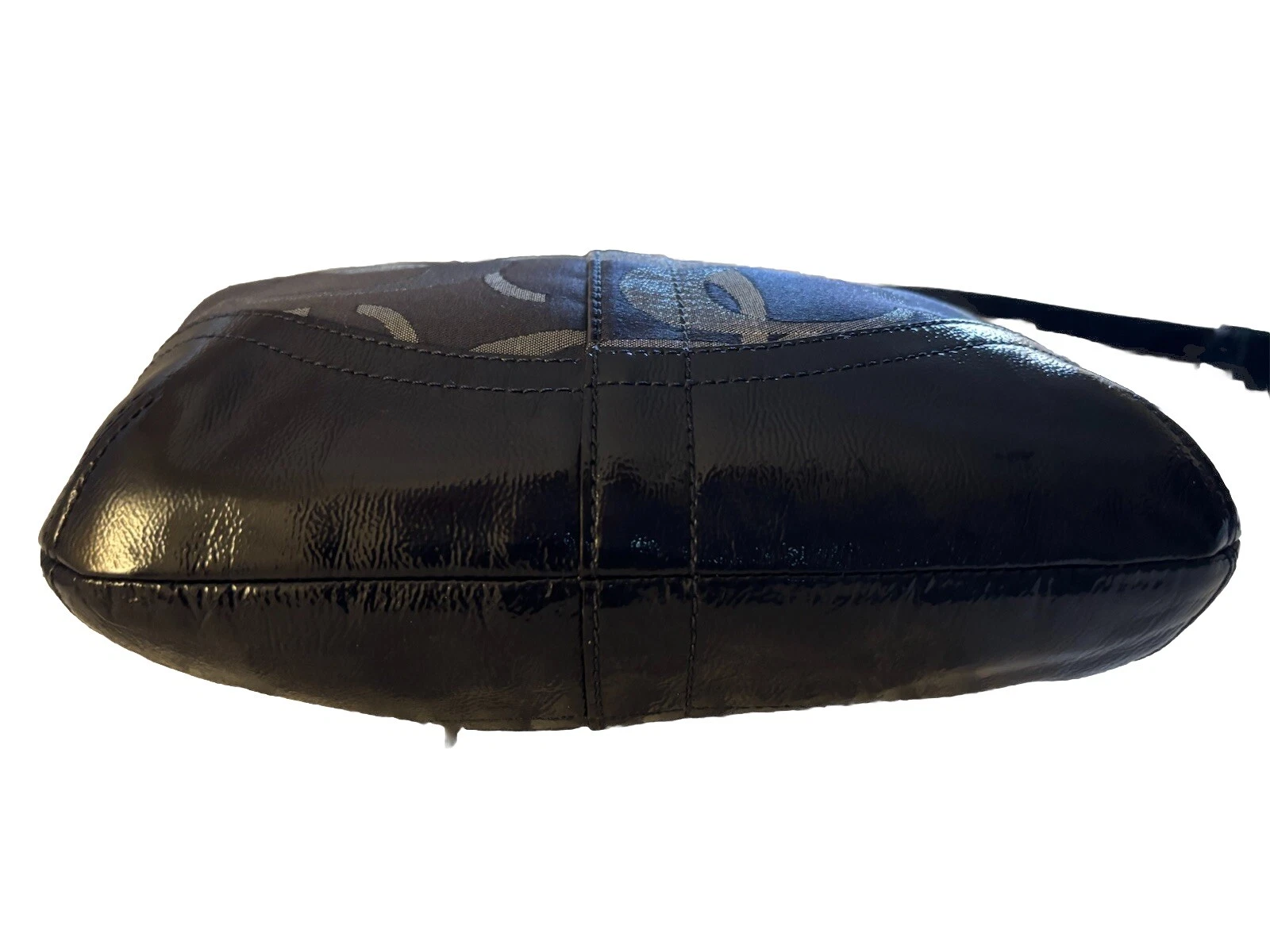 Amazing Coach Signature blu navy borsa a tracolla con catena davanti 19820