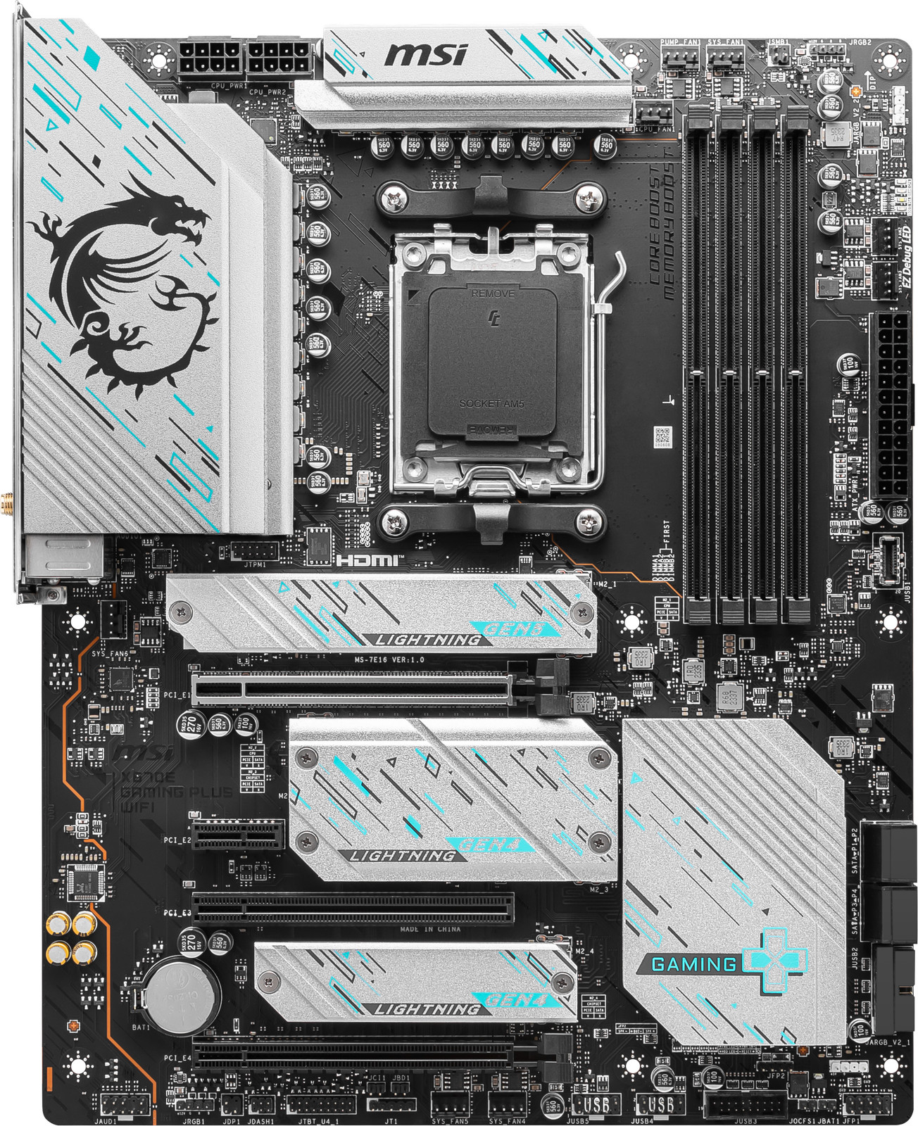 Материнская плата MSI X670E GAMING PLUS WIFI ATX с разъемом AM5 4x M.2/USB-C/WIFI/BT