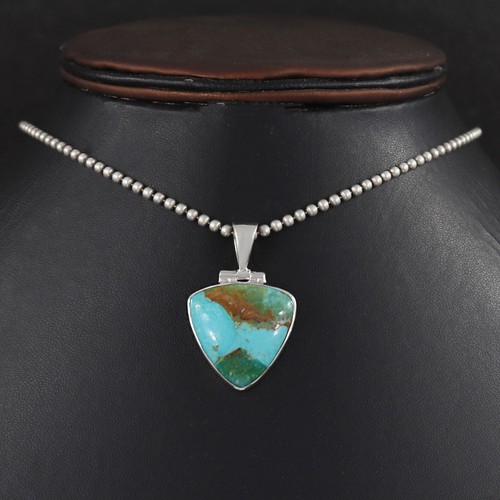 Joyería triangular navajo de plata 925 natural de hombro turquesa - Imagen 7 de 9